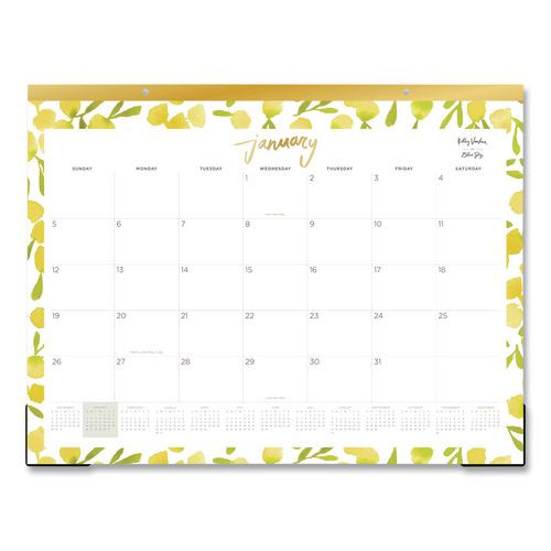 Mimosa Monthly Desk Pad Calendar, 22 X 17, Lemon Artwork, White/yellow/green Sheets, 12-month (jan To Dec): 2026