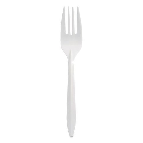Mediumweight Polypropylene Cutlery, Fork, Plastic, White, 1,000/carton - BSQ1012000