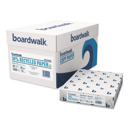 30% Recycled Copy Paper, 92 Bright, 20 Lb Bond Weight, 8.5 X 11, White, 500 Sheets/ream, 10 Reams/carton - BWK20030
