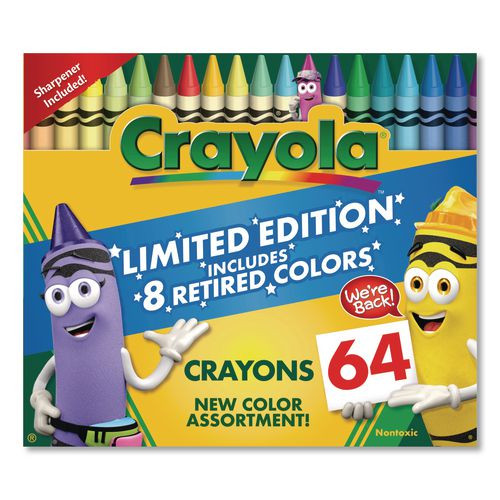 Limited Edition Collection Crayons, Regular Size, 64 Assorted Colors, 64/box