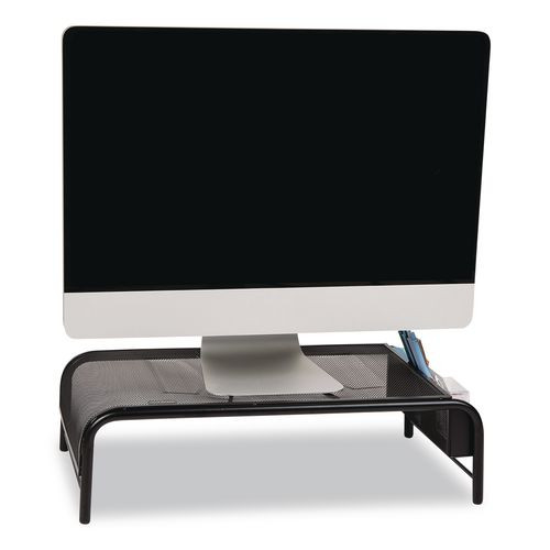 Metal Mesh Monitor Stand, For Up To 24" Monitors, 19" X 10.5" X 5.5", Black, Supports 22 Lb