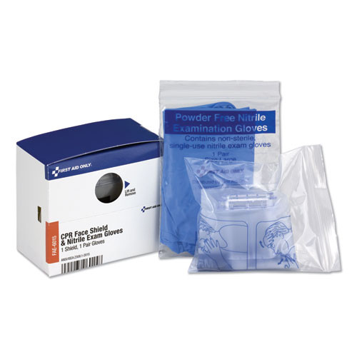 Smartcompliance Rescue Breather Face Shield With 2 Nitrile Exam Gloves, One Size Fits Most