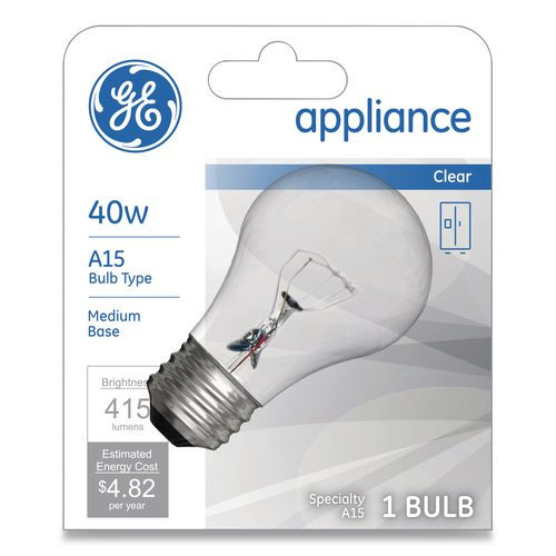 Incandescent A15 Light Bulb For Kitchen Appliances, 40 W, 120 V, Clear