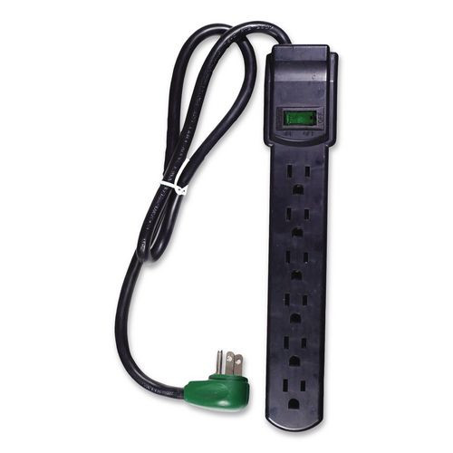 6 Outlet Surge Protector, 2.5 Ft Cord, 160 J, Black
