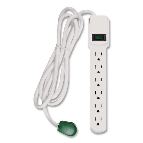 6 Outlet Surge Protector, 6 Ft Cord, 250 J, White