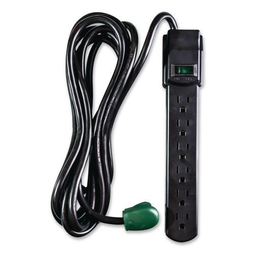 6 Outlet Surge Protector, 6 Ft Cord, 250 J, Black