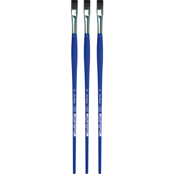 FORTE-Acrylics Student Brush, Synthetic, Acrylic & Oil, Flat, Series 8640, Size 12, Pack of 3