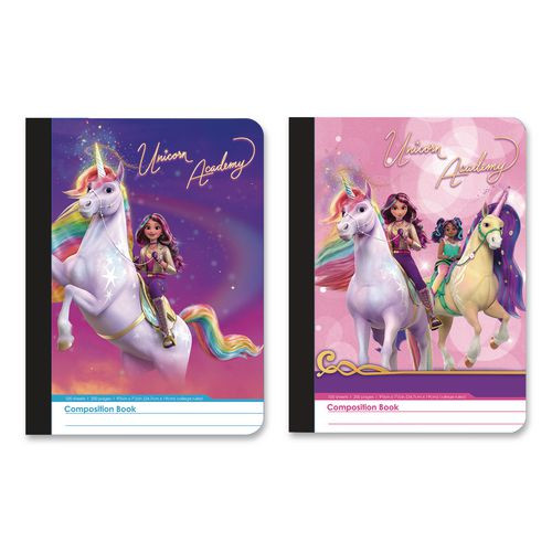 Composition Book, Randomly Assorted Unicorn Academy Cover Designs, Medium/college Rule, (100) 9.75 X 7.5 Sheets