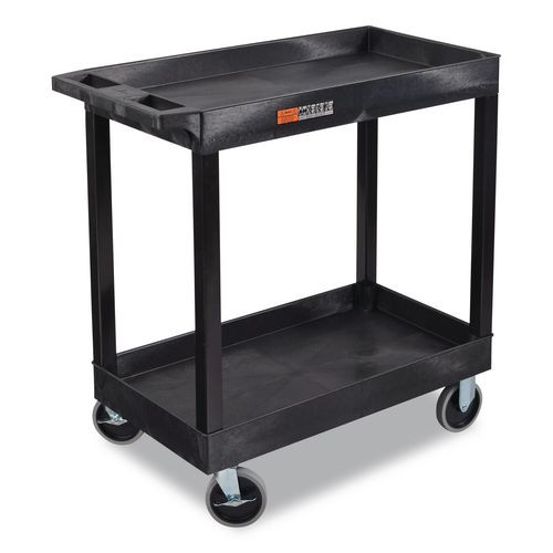 Tuffy Xl Two-shelf Heavy-duty Multipurpose Utility Cart, Plastic, 500 Lb Capacity, 35.25" X 18" X 35.5", Black