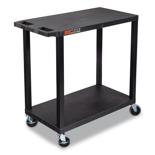 Tuffy Xl Two-shelf Multipurpose Utility Cart, Plastic, 400 Lb Capacity, 35.25" X 18" X 33, Black