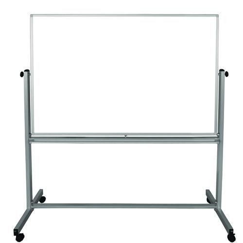 Mobile Magnetic Whiteboard, 60" X 40", White Surface, Silver Aluminum Frame - LXCMB6040WW