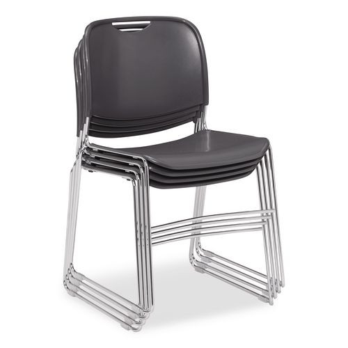 8500 Series Ultra-compact Plastic Stack Chair, Supports Up To 500 Lbs, 17" Seat Height, Gray Seat/back, Chrome Base, 4/carton