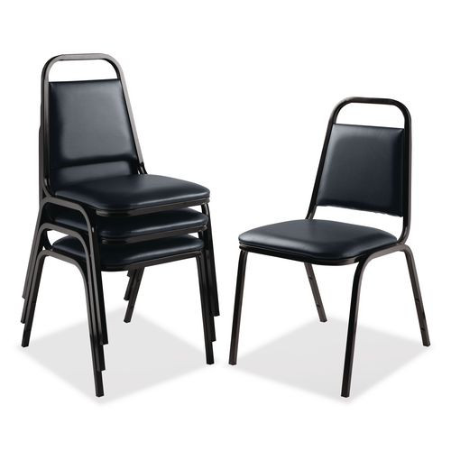 9100 Series Vinyl Upholstered Stack Chair, Supports 300 Lbs, 18" Seat Height, Midnight Blue Seat/back, Black Base, 4/carton