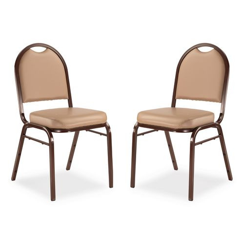 9200 Series Premium Upholstered Stack Chair, Vinyl, Supports 500 Lb, 19" Seat Ht, French Beige Seat/back, Mocha Base, 2/pack