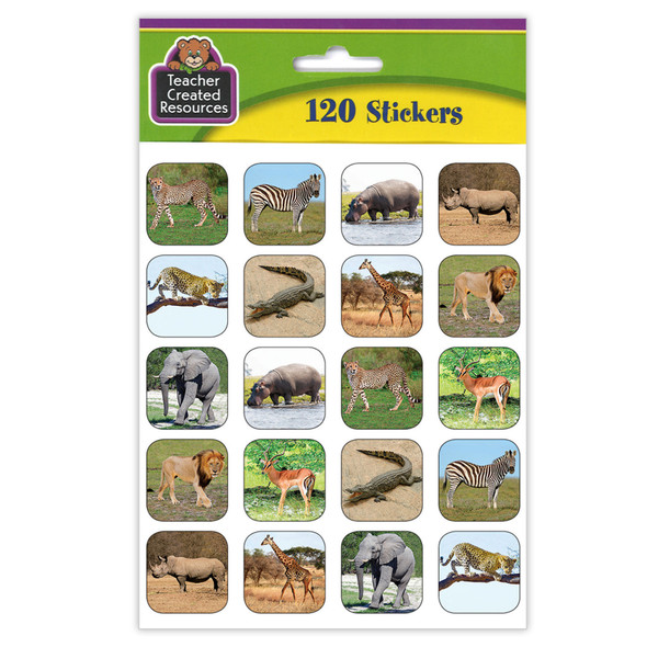 Safari Animals Stickers, 120 Per Pack, 12 Packs Safari Animals Stickers, 120 Per Pack, 12 Packs