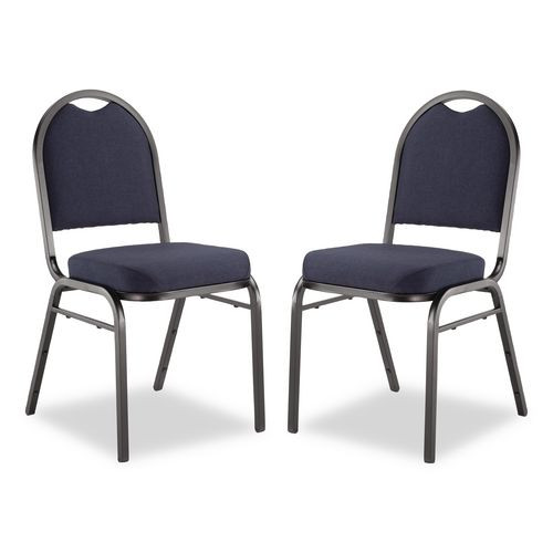 9200 Series Premium Upholstered Stack Chair, Fabric, Supports 500 Lbs, 19" Seat Ht, Midnight Blue Seat/back, Black Base, 2/pk