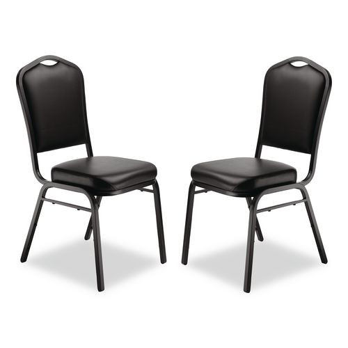 9300 Series Deluxe Upholstered Stack Chair, Vinyl, Supports Up To 500 Lb, 19" Seat Height, Black Seat/back/base, 2/pack