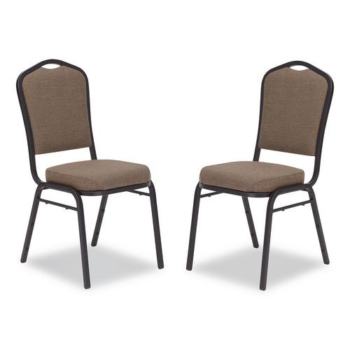 9300 Series Deluxe Upholstered Stack Chair, Fabric, Supports 500 Lb, 19" Seat Ht, Natural Taupe Seat/back, Black Base, 2/pack