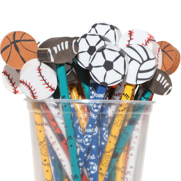 Pencil & Eraser Topper Write-Ons, Sports, Pack of 36 Pencil & Eraser Topper Write-Ons, Sports, Pack of 36