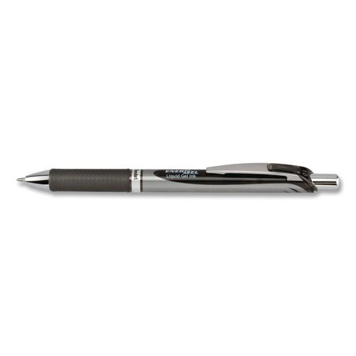 Energel Rtx Gel Pen, Retractable, Bold 1 Mm, Black Ink, Black/gray Barrel, Dozen