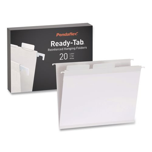 Ready-tab Reinforced Hanging File Folders, Letter Size, 1/3-cut Tabs, White, 20/box