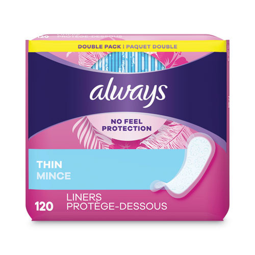 Thin Daily Panty Liners, Regular Absorbency, 120/pack, 6 Packs/carton