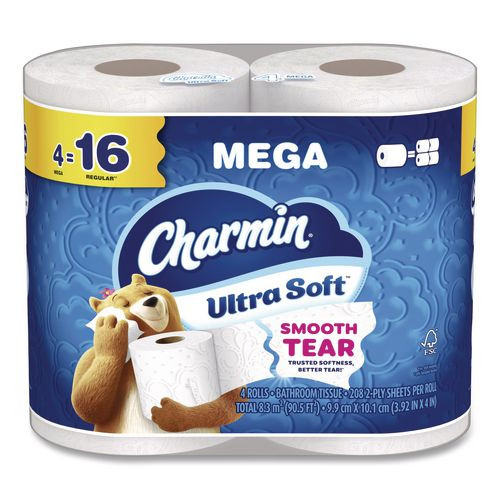 Ultra Soft Bathroom Tissue, Septic Safe, 2-ply, White, 208 Sheets/roll, 4 Rolls/pack