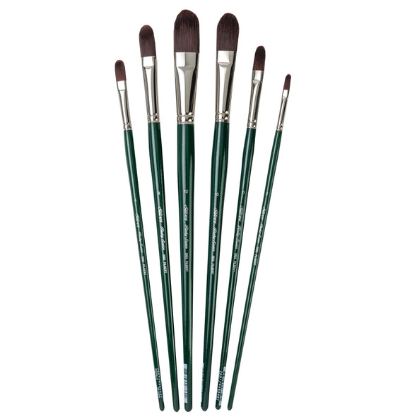 Ruby Satin Long Filberts, 6 Brushes