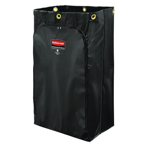 Zippered Vinyl Cleaning Cart Bag For Rubbermaid Commercial Fg6173-88, 24 Gal, 6.5" X 9.13" X 17.25", Black, 4/carton