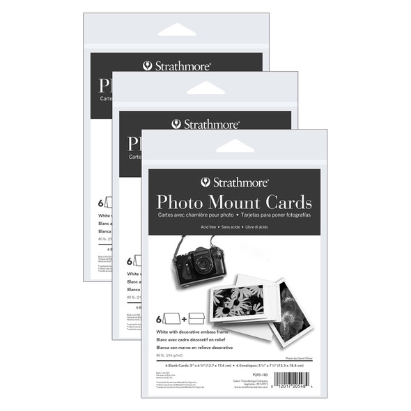 Photo Mount Cards & Envelopes, Decorative Embossed Border, Full Size, 5x6.875 inch, 6 Per Pack, 3 Packs