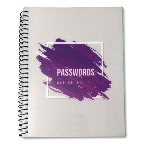 Pocket-size Password Keeper Log Book, User-name/password Format, White/purple Cover, (60) 7 X 5.5 Sheets