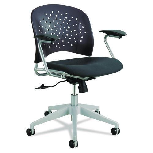 Reve Round Back Task Chair, Supports Up To 250 Lb, 18" To 22.5" Seat Height, Black Seat/back, Silver Base