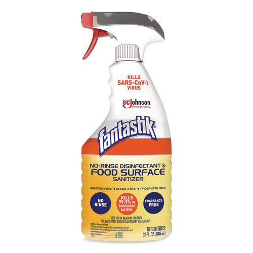 No Rinse Disinfectant And Food Surface Sanitizer, Unscented, 32 Oz Trigger Spray Bottle, 8/carton