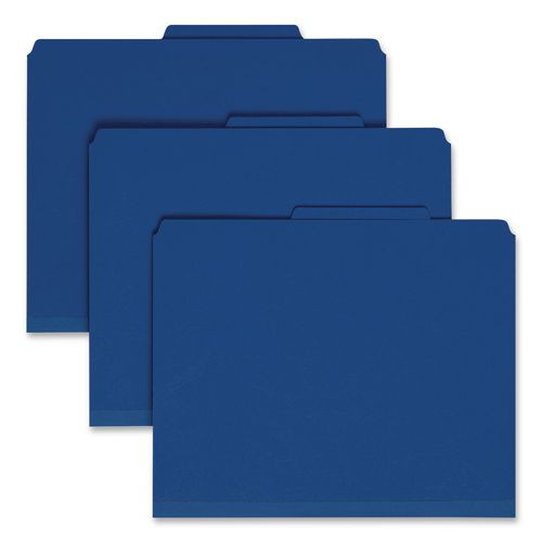 Colored Top Tab Classification Folders, Expands 2", 2 Dividers, 6 Safeshield Fasteners, Letter Size, Dark Blue, 10/box
