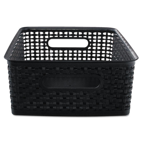 Black Plastic Weave Bins, Medium, Pack of 2