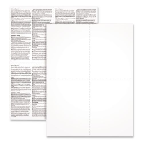 2024 W-2 4-up Employee Copy Blank Front With Copy B And C Backers 8.5 X 3.66, 4 Forms/sheet, 100 Forms Total