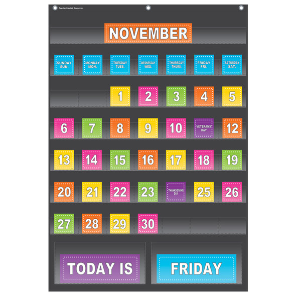 Black Calendar Pocket Chart (25" x 36") Black Calendar Pocket Chart (25" x 36")