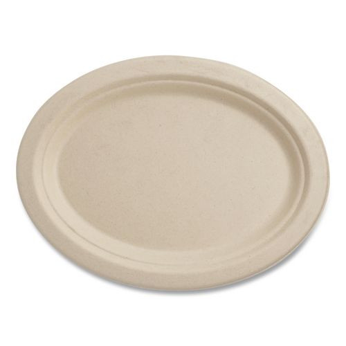 Fiber Plates, Paper, 12" Dia, Oval, Natural, 500/carton