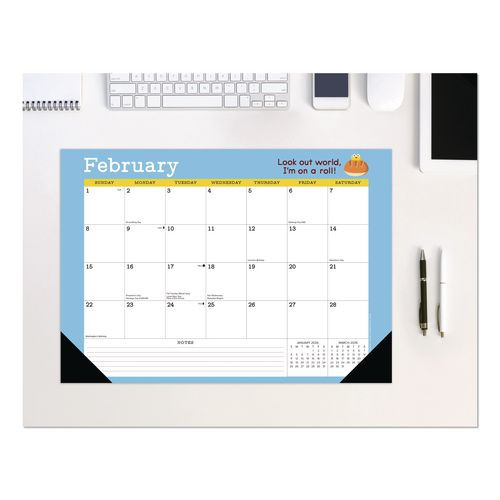 Punny Art Of David Olenick Monthly Desk Pad Calendar, 17x12, White/multicolor, Black Headband/corners, 12-month Jan-dec 2026