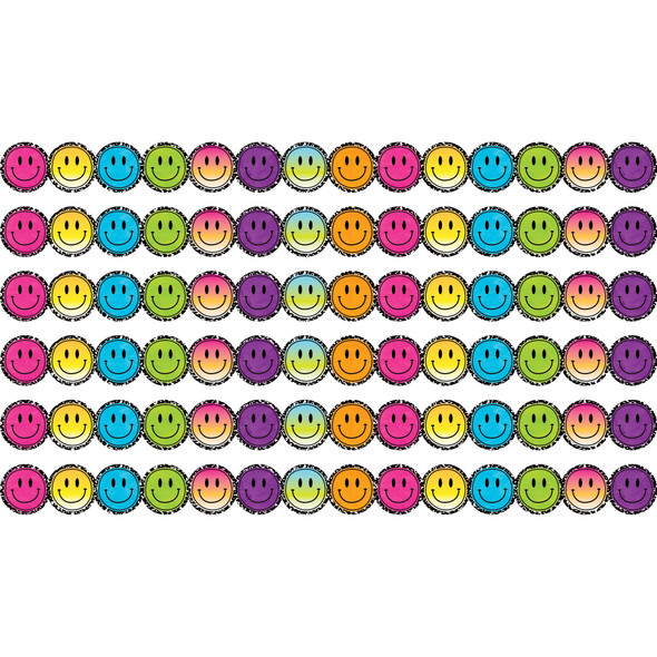 Brights 4Ever Smiley Faces Die-Cut Border Trim, 35 Feet Per Pack, 6 Packs