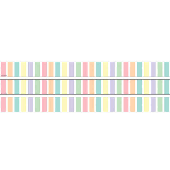 Pastel Pop Stripes Straight Rolled Border Trim, 50 Feet, 3 Rolls