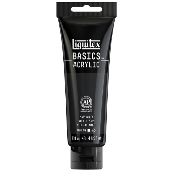 BASICS Acrylic Paint, 118 mL Tube, Mars Black