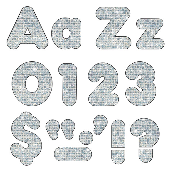Silver Sparkle 4" Casual Combo Ready Letters®, 3 Packs
