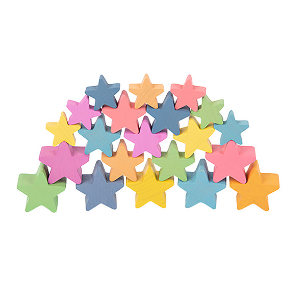 Rainbow Wooden Stars, Set of 21 Rainbow Wooden Stars, Set of 21