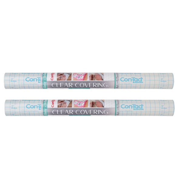 Clear Cover™ Adhesive Covering, Clear, 18" x 16 ft, Glossy, Pack of 2 Clear Cover™ Adhesive Covering, Clear, 18" x 16 ft, Glossy, Pack of 2