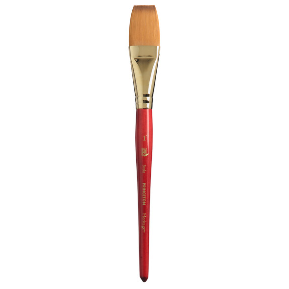Heritage Stroke Brush, Synthetic Bristles, Short Handle Watercolor Paintbrush, Scarlet, Size 1 inch, 1 Count