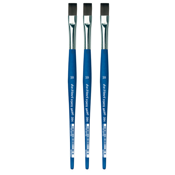 FORTE BASIC Student Brush, Synthetic, Acrylic, Flat, Series 394, Size 10, Pack of 3