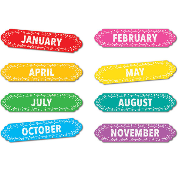 Magnetic Die-Cut Timesavers & Labels, Months of the Year, Chalk Loops, 12 Per Pack, 3 Packs