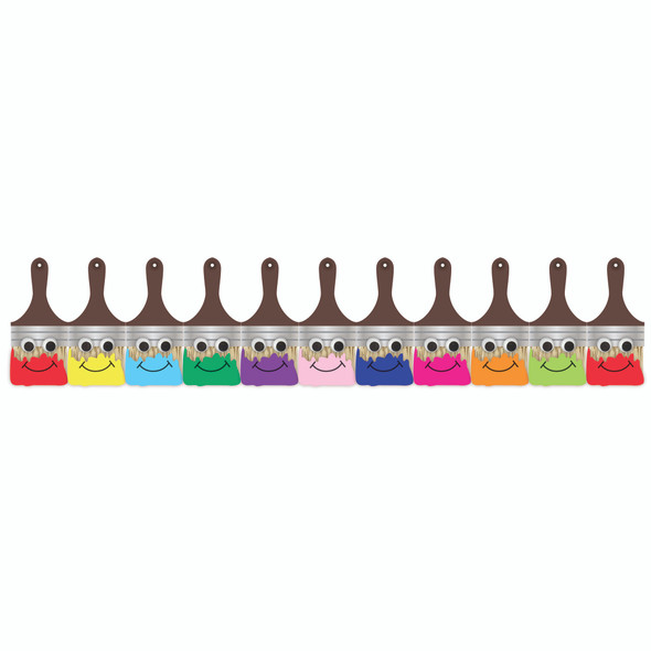 Happy Paintbrush Die Cut Classroom Border, 36 Feet Per Pack, 6 Packs