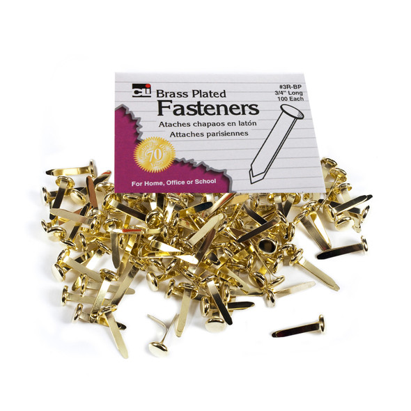 Brass Plated Paper Fasteners, 3/4", 100 Per Box, 20 Boxes Brass Plated Paper Fasteners, 3/4", 100 Per Box, 20 Boxes